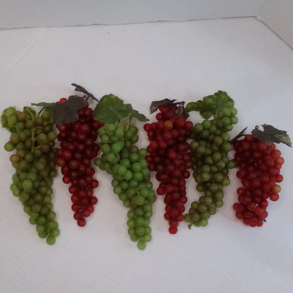 Plastic Rubber Artificial Decorative Grapes 6 Bunches Pods Faux